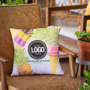 Personalize artsy watercolor ice cream theme throw pillow