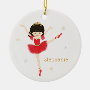 Personalize Asian Christmas Ballerina Ceramic Ornament