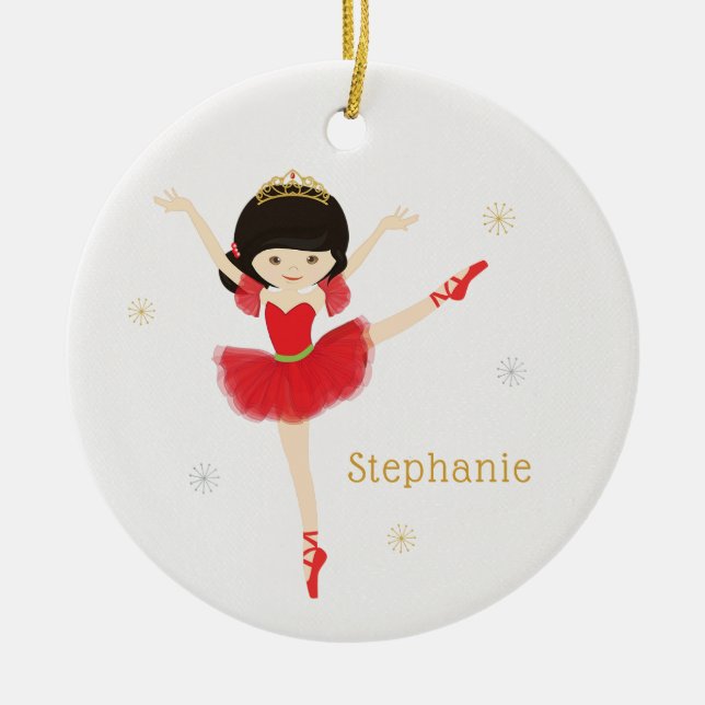 Personalize Asian Christmas Ballerina Ceramic Ornament (Front)