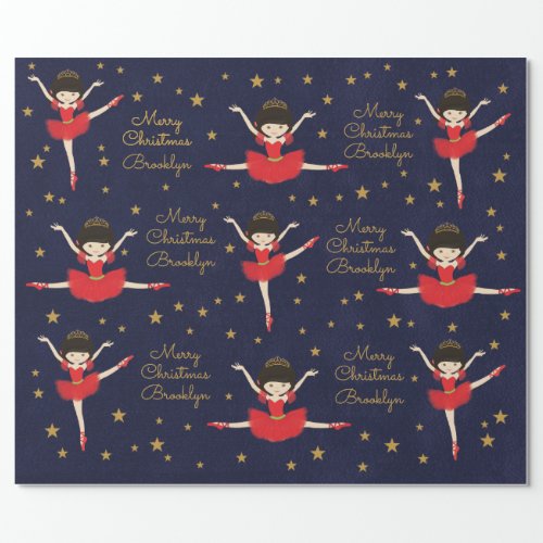 Personalize Asian Christmas Ballerina Wrapping Paper