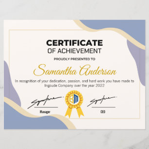 Personalize Award Certificate