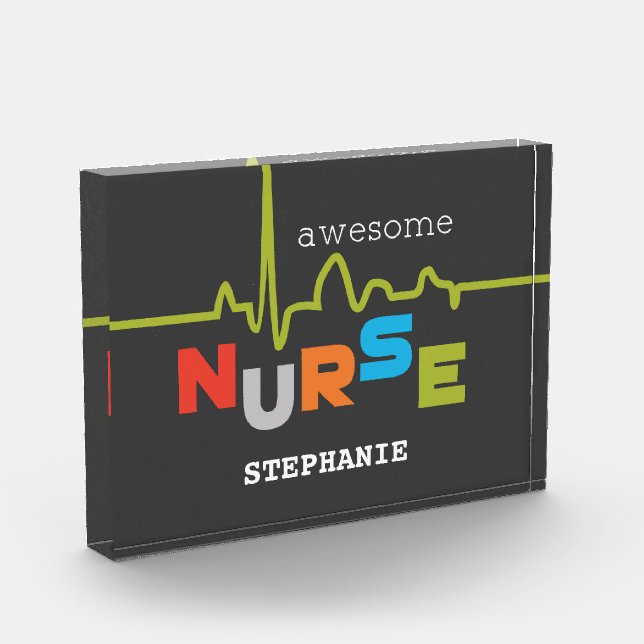 Personalize, Awesome Nurse on Nurses Day Acrylic Award (Left)