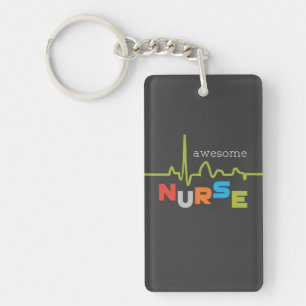 Personalize, Awesome Nurse on Nurses Day Keychain