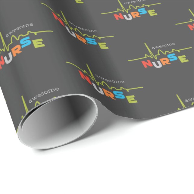 Personalize, Awesome Nurse on Nurses Day Wrapping Paper (Roll Corner)