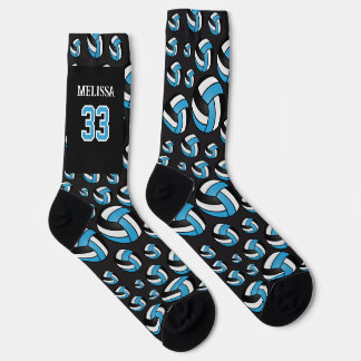 Personalize Baby Blue, Black and White Volleyball  Socks