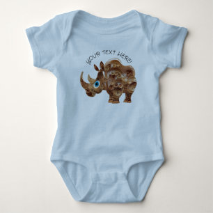 Personalize Baby Boy Cute Rhino Bodysuit