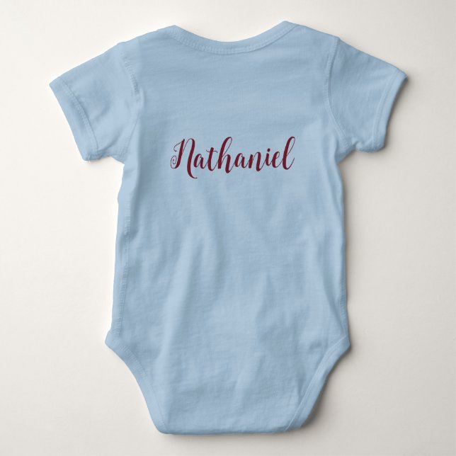 Personalize Baby Boy Decorative Script Lettering  Bodysuit (Back)