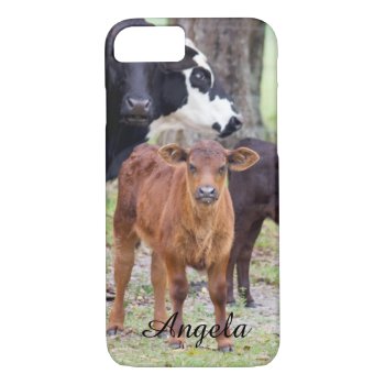 (personalize) Baby Calf In The Spring Iphone 8/7 Case by Scotts_Barn at Zazzle