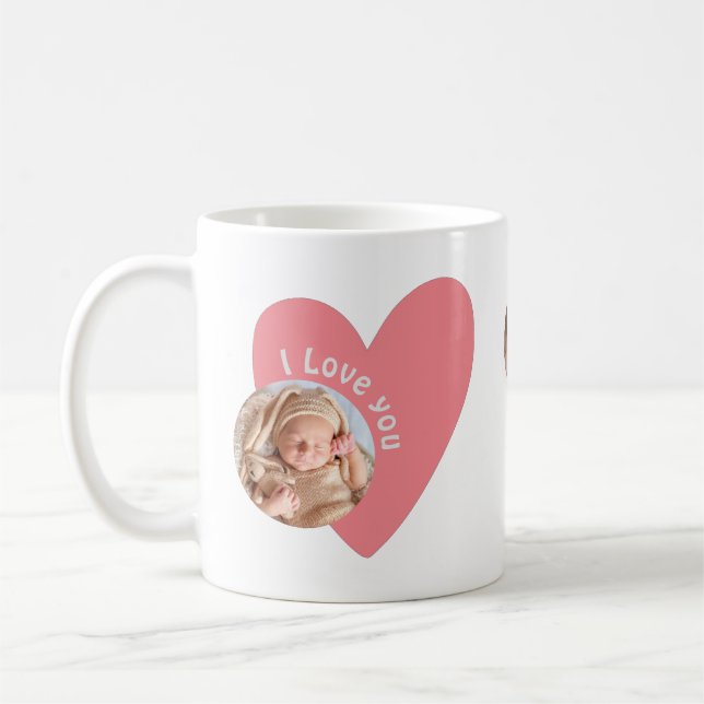 Personalize Baby Gift with 4 Photo & Message Coffee Mug (Left)
