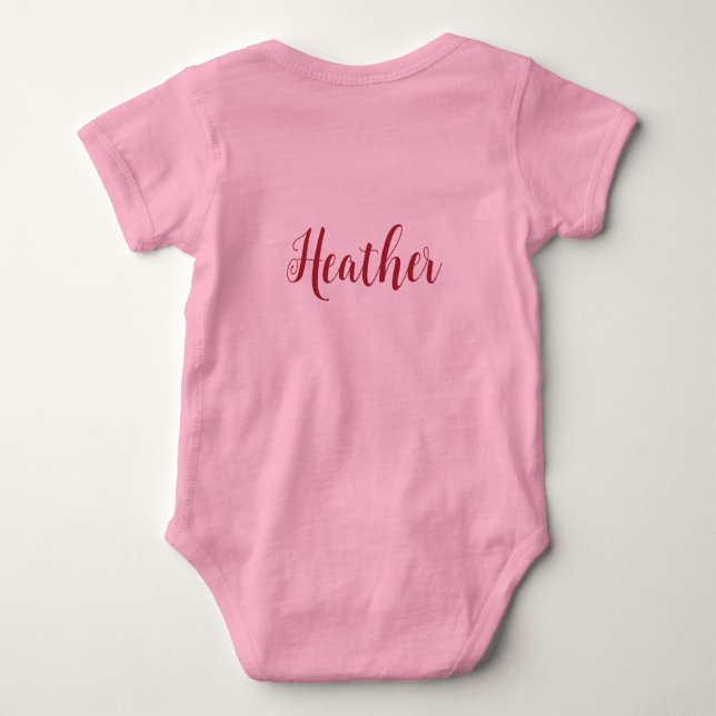 Personalize Baby Girl Decorative Script Lettering  Baby Bodysuit (Back)