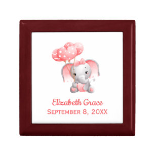 Personalize Baby Girl Pink Elephant Balloon Baby Gift Box