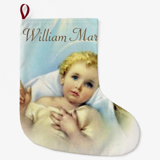 Personalize Baby Jesus Large Christmas Stocking (Front)