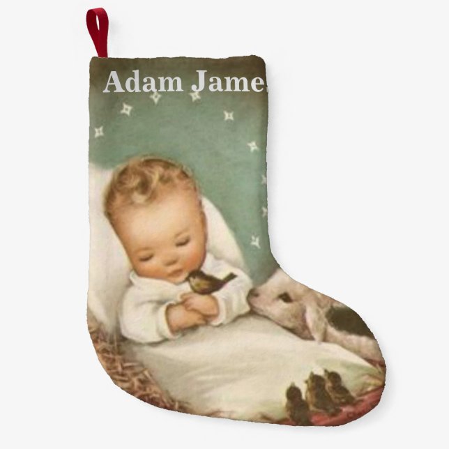 Personalize Baby Jesus Small Christmas Stocking (Front)