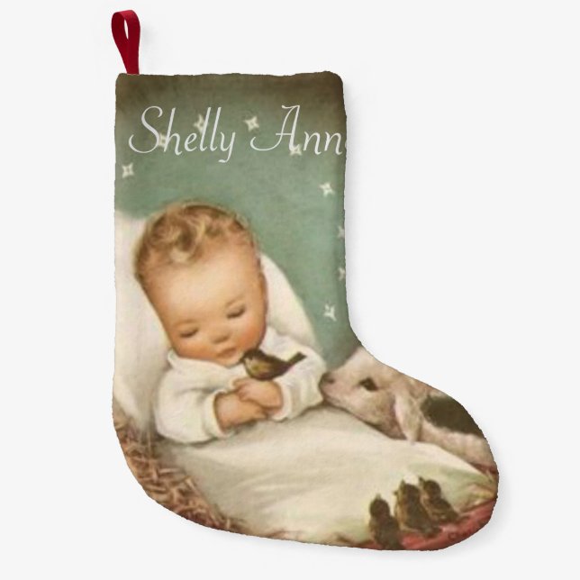 Personalize Baby Jesus Small Christmas Stocking (Front)