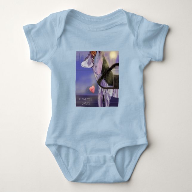 Personalize Baby light blue "I LOVE YOU"  Bodysuit (Front)