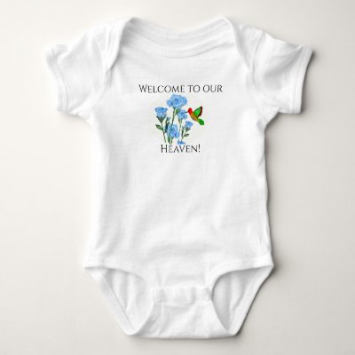 Personalize Baby’s One=Piece Floral Hummingbird Baby Bodysuit