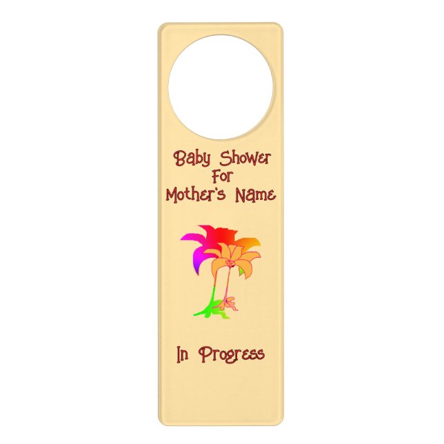 Personalize Baby Shower Floral Door Hanger (Front)