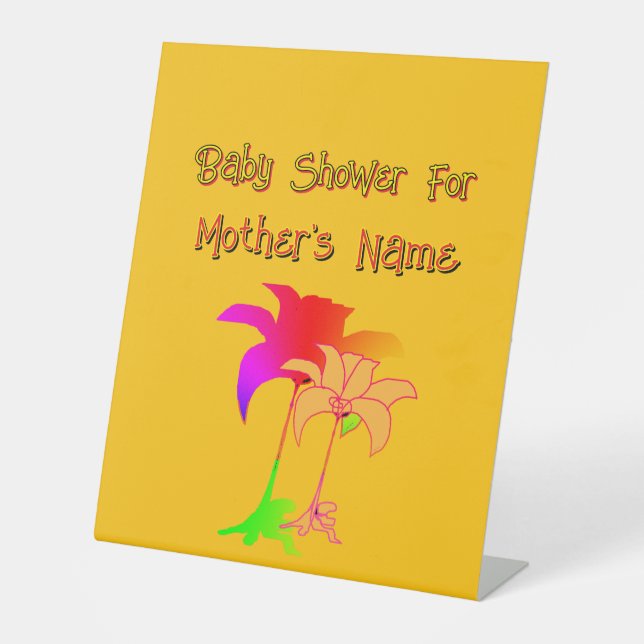 Personalize Baby Shower Floral Pedestal Sign (Front)