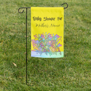 Personalize Baby Shower Floral Yellow Tent Sign