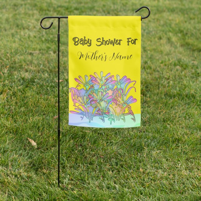 Personalize Baby Shower Floral Yellow Tent Sign (In SItu)