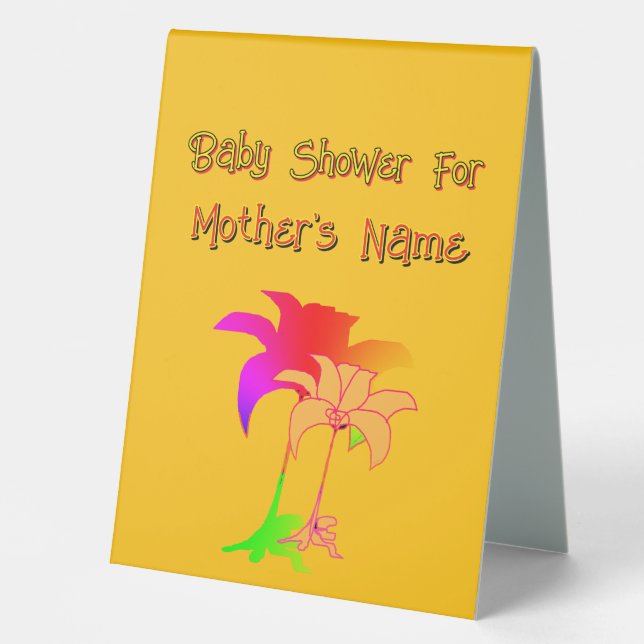 Personalize Baby Shower Mom's Name FloralTent Sign (Front)