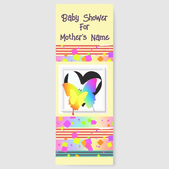 Personalize Baby Shower Mom's Name Rainbow  Bookmarks (Front)