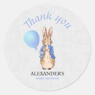 Personalize Baby Shower Name Peter Linen Thank you Classic Round Sticker