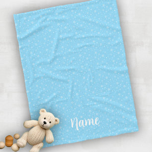 Personalize Baby Winter Snowflakes Light Blue Fleece Blanket