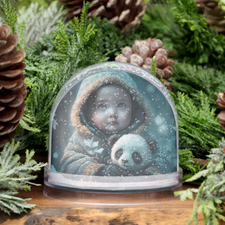 Personalize: Baby with Panda Snow Globe
