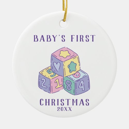 Personalize Babys First Christmas Block Ornament