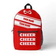 Personalize backpack cheerleading school red white