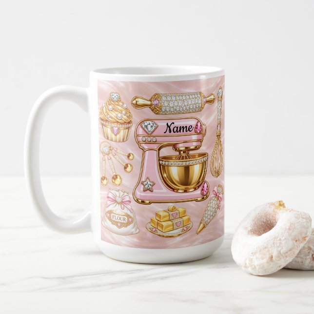 Personalize Baker Bling  Coffee Mug (With Donut)