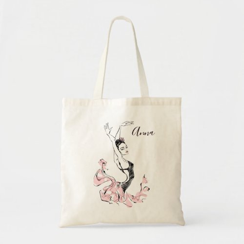 Personalize Ballerina Sketch in Pink Tote Bag