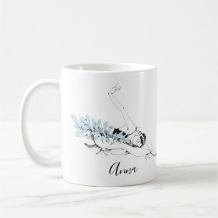 Personalize Ballerina Stretching in Blue Coffee Mug
