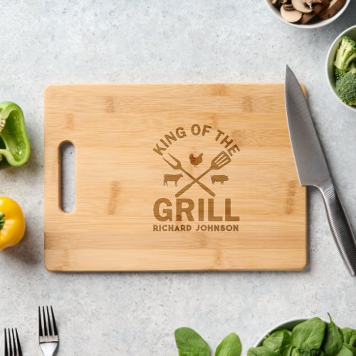Personalize Barbecue King The Grill Cow Chick Pig  Cutting Board