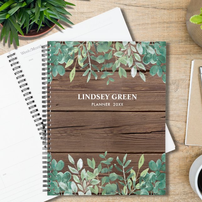 Personalize Barn Wood Eucalyptus Greenery Planner (Creator Uploaded)