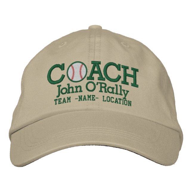 Personalize Baseball Coach Cap Name  n Team (Front)