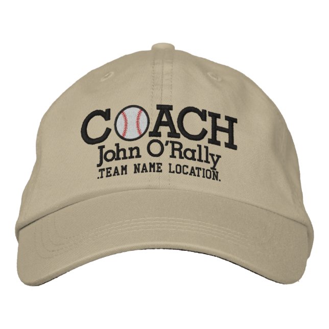 Personalize Baseball Coach Cap Name  n Team (Front)