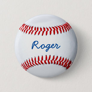 Personalize Baseball Fan Custom Name Tag Button