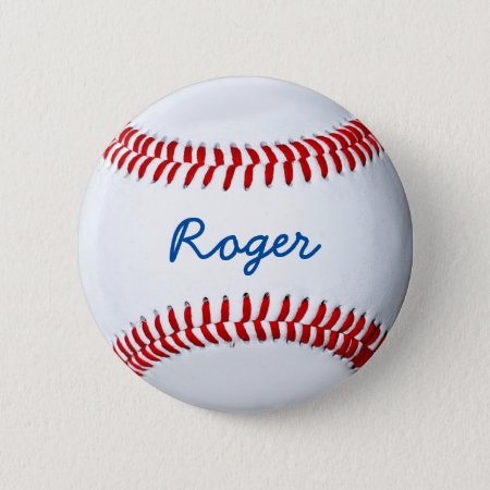 Personalize Baseball Fan Custom Name Tag Button