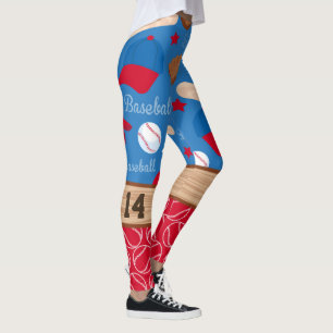 PERSONALIZE BASEBALL NUMBER Sporty Pattern Leggings