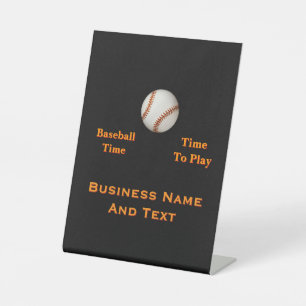 Personalize Baseball Time, Time To Play   Pedestal Sign