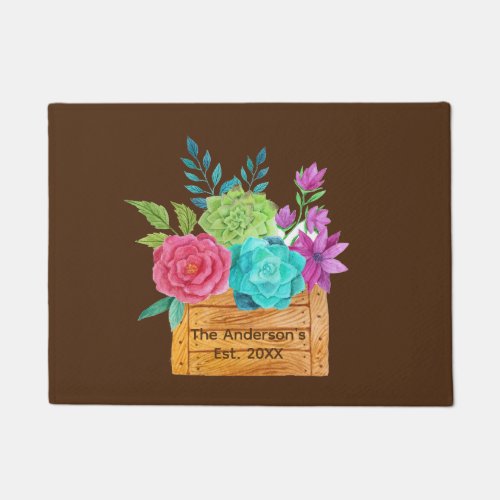 Personalize Basket of Flowers Gift for Them Doormat