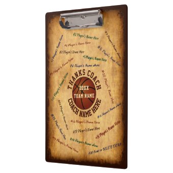 Personalize Basketball Coach Clipboard All Players | Zazzle