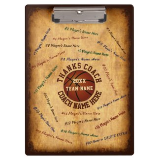 Personalize Basketball Coach Clipboard All Players