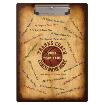 Personalize Basketball Coach Clipboard All Players by YourSportsGifts at Zazzle