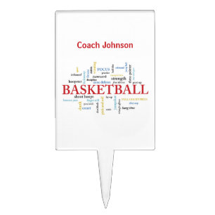 Personalize Basketball Coach Thank You in Words Cake Topper