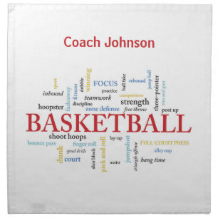Personalize Basketball Coach Thank You in Words Cloth Napkin