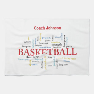 Personalize Basketball Coach Thank You in Words Kitchen Towel