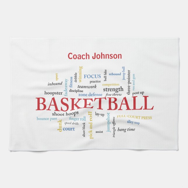 Personalize Basketball Coach Thank You in Words Kitchen Towel (Horizontal)